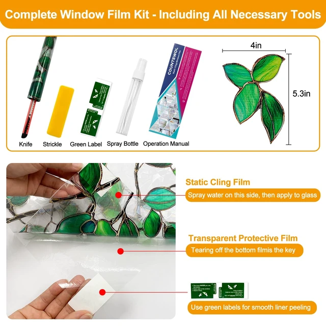 Alt view image 2 of 7 - Rainbow Stained Glass Window Privacy Film Static Cling17.5x78.7in | HeatBlocking EnergySaving, UV Sun Blocking AntiGlare, RenterFriendly, Easy Installation for Front Door & Home Windows