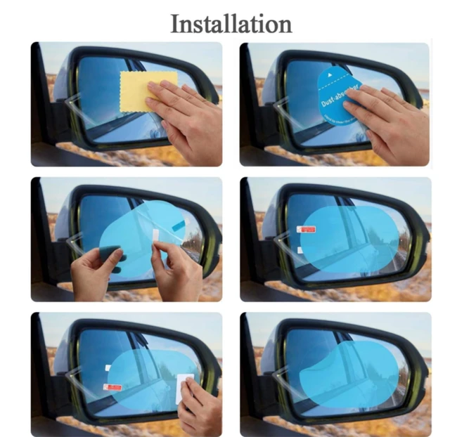 Alt view image 4 of 6 - 8 Pcs Waterproof Mirror Film Anti Fog for Rearview Side Window | HD Nano Coating Protective Sticker, Rainproof for Wet Weather, 4 Oval for Mirrors 4 Square for Windows, Easy Install