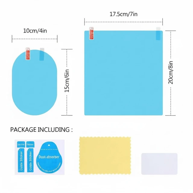 Alt view image 2 of 6 - 8 Pcs Waterproof Mirror Film Anti Fog for Rearview Side Window | HD Nano Coating Protective Sticker, Rainproof for Wet Weather, 4 Oval for Mirrors 4 Square for Windows, Easy Install