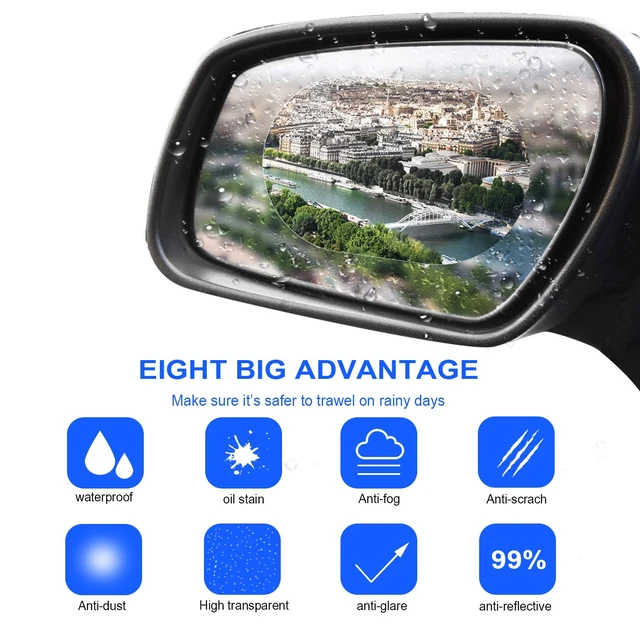 Alt view image 3 of 7 - 12 Pieces Car Rearview Mirror Film | Rainproof, Waterproof, Anti Fog, Nano Coating, for Suv Truck Bus Mirrors and Side Windows