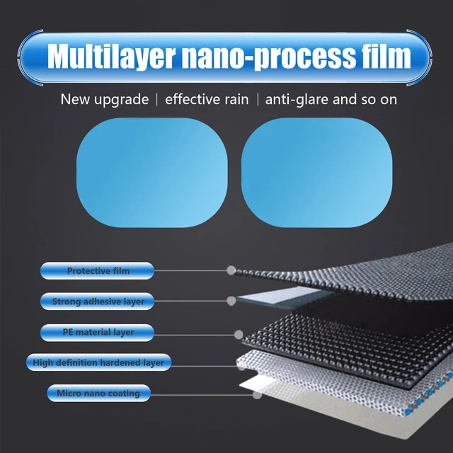 Alt view image 3 of 6 - Pack of 2 Car Rear View Mirror Waterproof Film, Anti Fog Glare Rear View Mirror Sticker, HD Protective Clear Auto Parts, Rain Proof Film for Car Window, for Most Cars (Transparent #Oval)