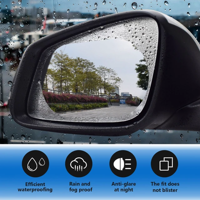 Alt view image 5 of 6 - Pack of 2 Car Rear View Mirror Waterproof Film, Anti Fog Glare Rear View Mirror Sticker, HD Protective Clear Auto Parts, Rain Proof Film for Car Window, for Most Cars (Transparent #Oval)