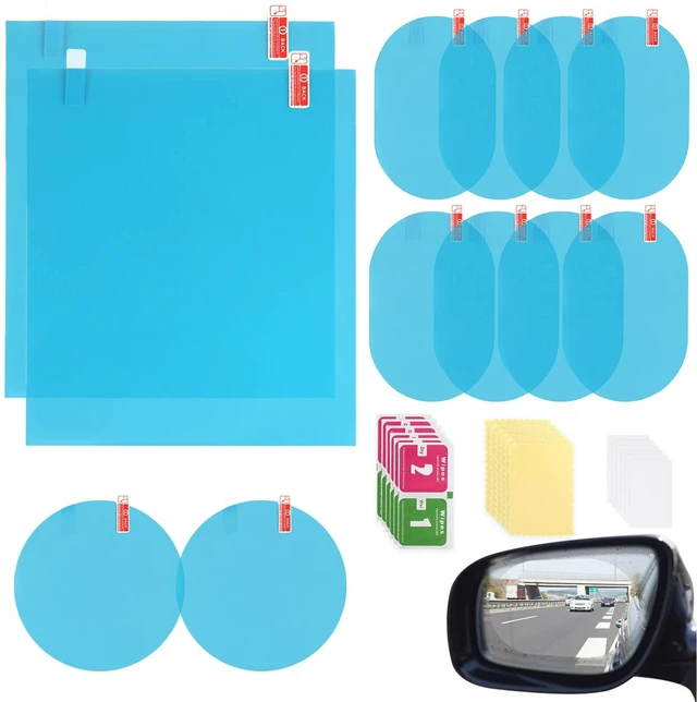 Main image of 12Pcs Car Rearview Mirror Film, Anti Fog Anti Glare Anti Scratch Anti Mis Rainproof Waterproof HD Nano Clear Protective Sticker Film for Car Mirrors, Side Windows, Safe Driving