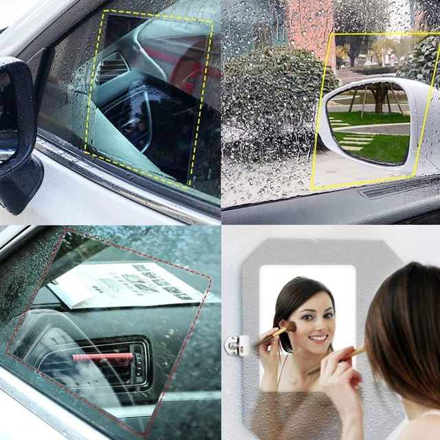 Alt view image 4 of 7 - 12Pcs Car Rearview Mirror Film, Anti Fog Anti Glare Anti Scratch Anti Mis Rainproof Waterproof HD Nano Clear Protective Sticker Film for Car Mirrors, Side Windows, Safe Driving
