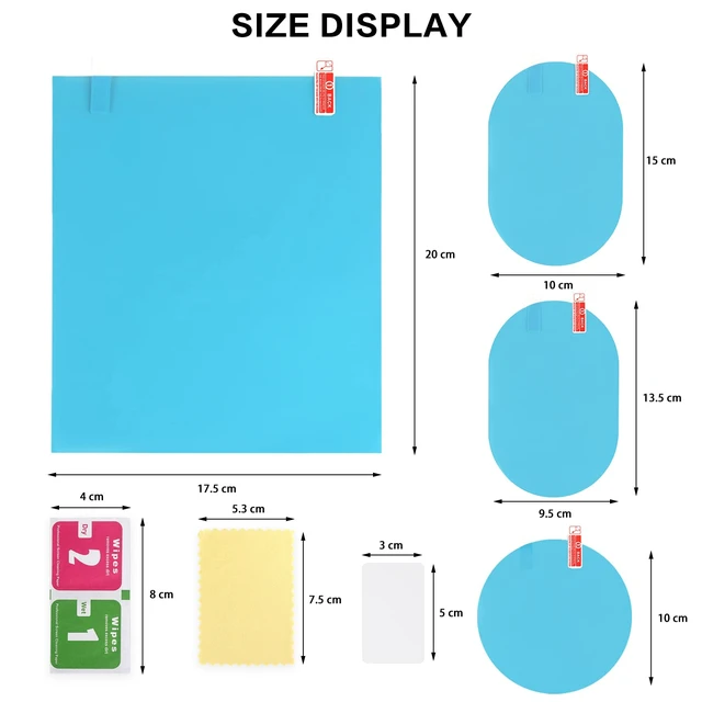 Alt view image 7 of 7 - 12Pcs Car Rearview Mirror Film, Anti Fog Anti Glare Anti Scratch Anti Mis Rainproof Waterproof HD Nano Clear Protective Sticker Film for Car Mirrors, Side Windows, Safe Driving