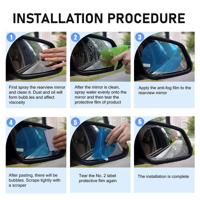 Alt view image 4 of 6 - 2 PCS Car Rearview Rainproof Films, Hydrophobic Anti-fog Anti-glare Guard, Reusable Anti-scratch Protective Sticker, Universal Oval HD Viewing Accessory for Side Windows Mirrors (Blue)