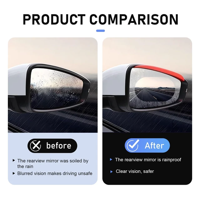 Alt view image 6 of 6 - 2 PCS Car Rearview Rainproof Films, Hydrophobic Anti-fog Anti-glare Guard, Reusable Anti-scratch Protective Sticker, Universal Oval HD Viewing Accessory for Side Windows Mirrors (Blue)