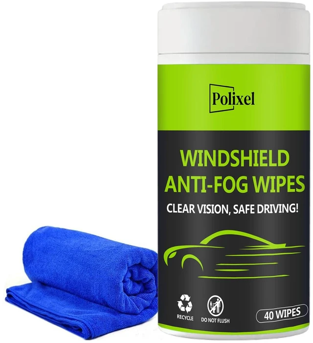 Main image of Glass Anti-Fog Wipes Pre-moistened Quick Antifog Defogger Prevent Fogging on Car Windshield, Mirror, Shower Door, Window, Helmets, Goggles Resealable Bottle Pack - 40 Wipes