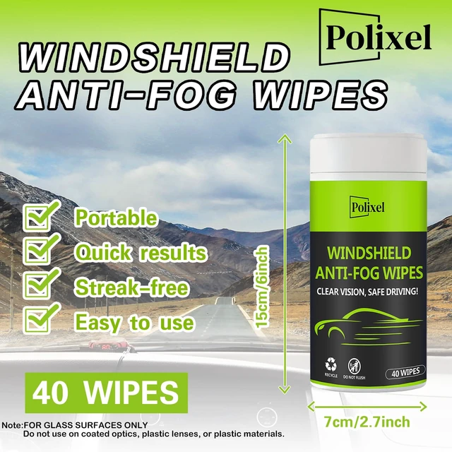 Alt view image 3 of 6 - Glass Anti-Fog Wipes Pre-moistened Quick Antifog Defogger Prevent Fogging on Car Windshield, Mirror, Shower Door, Window, Helmets, Goggles Resealable Bottle Pack - 40 Wipes