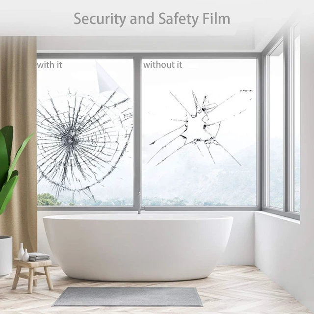 Alt view image 4 of 7 - Clear Security and Safety Window Film Shatterproof Adhesive UV Blocking Explosion-Proof Glass Protective Vinyl for Home and Office, 2mil, 0.05mm, 17.7Inch x 10Feet