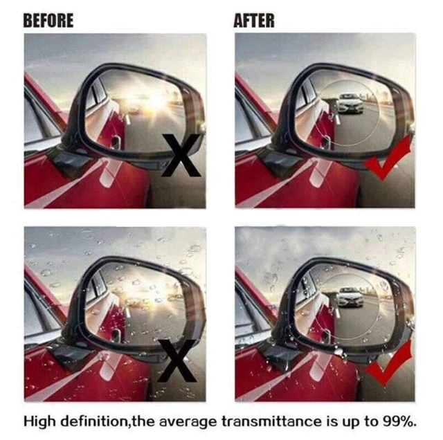 Alt view image 4 of 6 - 4 PCS Car Rear View Mirror Waterproof Protective Film Anti Glare Anti Fog Rainproof Film HD Nano Anti-Scratch Rain-Proof Anti Water Mist Sticker Safe Driving