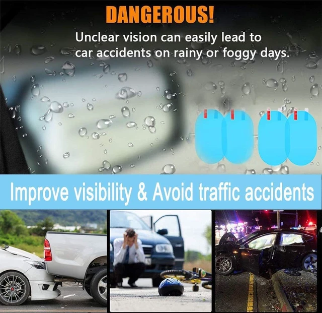 Alt view image 3 of 6 - 4 PCS Car Rear View Mirror Waterproof Protective Film Anti Glare Anti Fog Rainproof Film HD Nano Anti-Scratch Rain-Proof Anti Water Mist Sticker Safe Driving