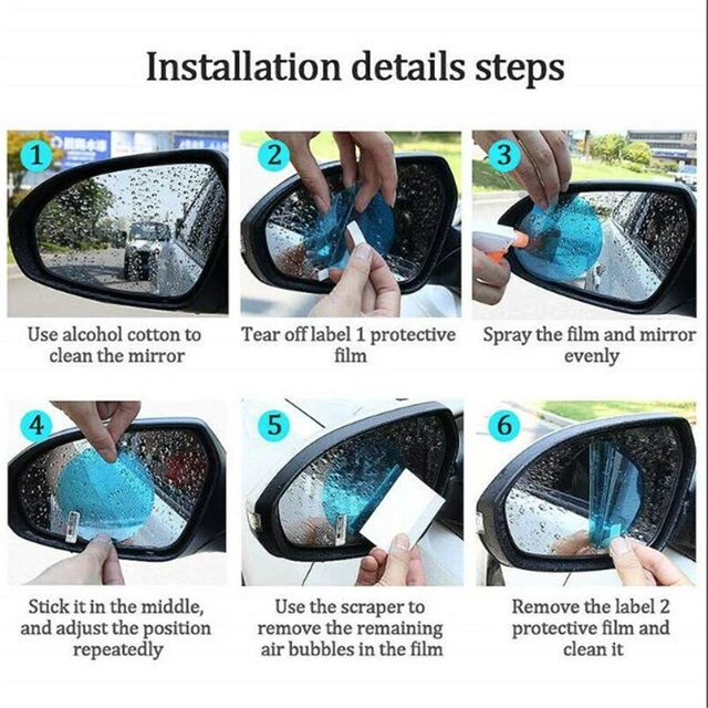 Alt view image 6 of 6 - 4 PCS Car Rear View Mirror Waterproof Protective Film Anti Glare Anti Fog Rainproof Film HD Nano Anti-Scratch Rain-Proof Anti Water Mist Sticker Safe Driving
