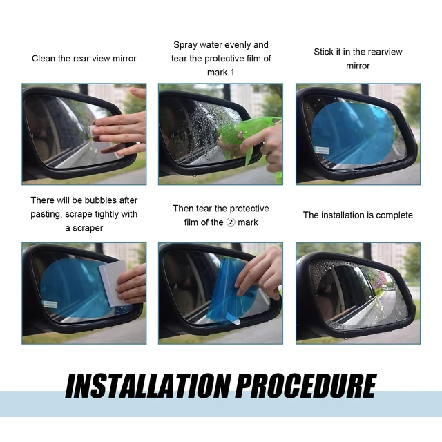 Alt view image 4 of 6 - 2PCS Mirror Window Film, HD Nano Waterproof Rainproof Side Mirror Guard, Anti Fog Glare Rear View Mirror Film, Universal for SUV, Sedan, Truck