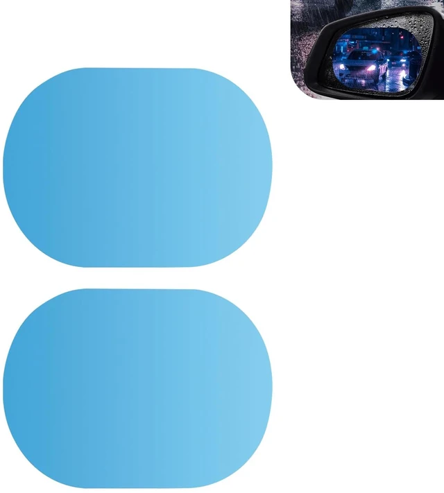 Main image of 2 PCS Car Rearview Rainproof Films, Oval Anti-fog Anti Glare Guard, HD Viewing Anti Scratch Protective Sticker, Universal Reusable Safe Driving Accessory for Car Windows Mirrors (Blue)