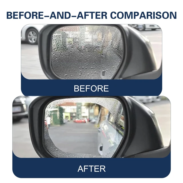 Alt view image 4 of 6 - 2 PCS Car Rearview Rainproof Films, Oval Anti-fog Anti Glare Guard, HD Viewing Anti Scratch Protective Sticker, Universal Reusable Safe Driving Accessory for Car Windows Mirrors (Blue)