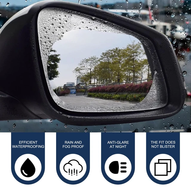 Alt view image 6 of 6 - 2 PCS Car Rearview Rainproof Films, Oval Anti-fog Anti Glare Guard, HD Viewing Anti Scratch Protective Sticker, Universal Reusable Safe Driving Accessory for Car Windows Mirrors (Blue)