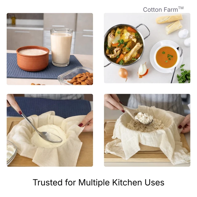 Alt view image 6 of 7 - Grade 100 XL Cheese Cloth for Straining & Cooking; 36x36 Inch; 100% Unbleached Cotton Cheesecloth; Reusable with Finished Edges, Butter Muslin