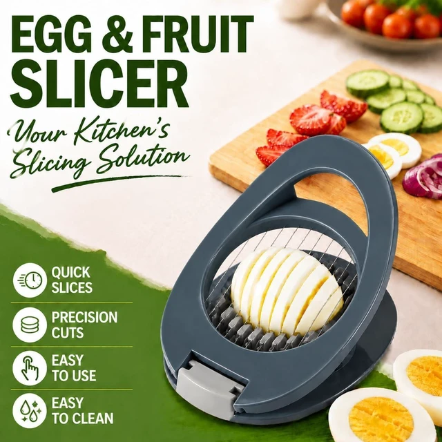Alt view image 3 of 7 - Egg Slicer for Hard Boiled Eggs, Multi Function Stainless Steel Wire Egg Cutter, Egg Salad Maker, Fruit Slicer for Avocado, Strawberry, Kiwi Fruit