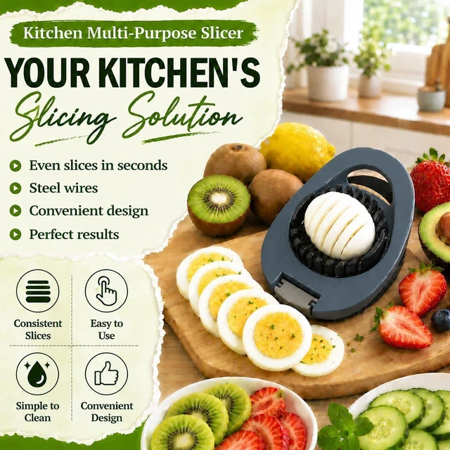 Alt view image 6 of 7 - Egg Slicer for Hard Boiled Eggs, Multi Function Stainless Steel Wire Egg Cutter, Egg Salad Maker, Fruit Slicer for Avocado, Strawberry, Kiwi Fruit