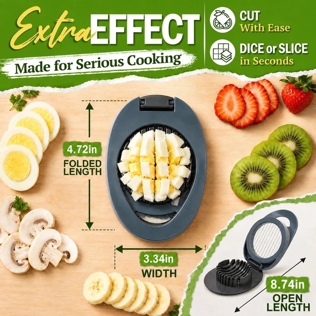 Alt view image 7 of 7 - Egg Slicer for Hard Boiled Eggs, Multi Function Stainless Steel Wire Egg Cutter, Egg Salad Maker, Fruit Slicer for Avocado, Strawberry, Kiwi Fruit