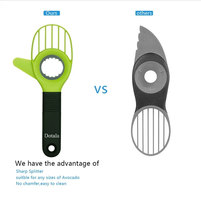 Alt view image 2 of 7 - 3 in 1 Avocado Slicer Tool Works as a Splitter, Pitter and Cutter as knife peeler scoop with Comfort-Grip Handle (Green-Slicer)