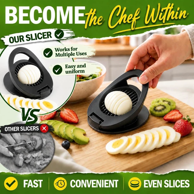Alt view image 5 of 7 - Stainless Steel Wire Egg Cutter, Hard Boiled Egg Slicing Gadget, Egg Salad Making Tool, Versatile Kitchen Accessory for Eggs, Avocado, Strawberry, Kiwi Fruit
