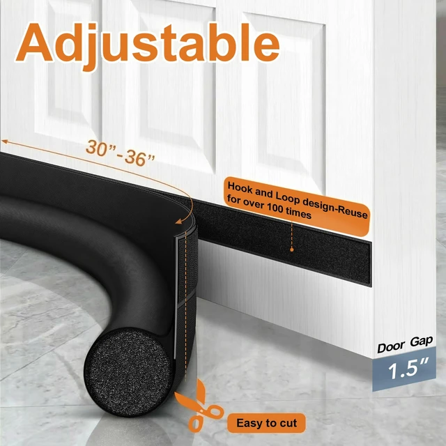 Alt view image 6 of 7 - Door Draft Stopper 36 Inch Under Door Draft Blocker Door Sweep for Bottom of Door Reduce Cold Air, Soundproof, Light, Odor, Weather Stripping Door Seal Strip Fit for Interior/Exterior