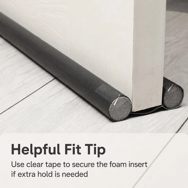 Alt view image 5 of 7 - Under Door Draft Stopper 38 Inch, Door Sweep for Bottom of Door | Draft Blocking, Small Gap Fit, Trim to Size, No Adhesive, Wipeable Cover