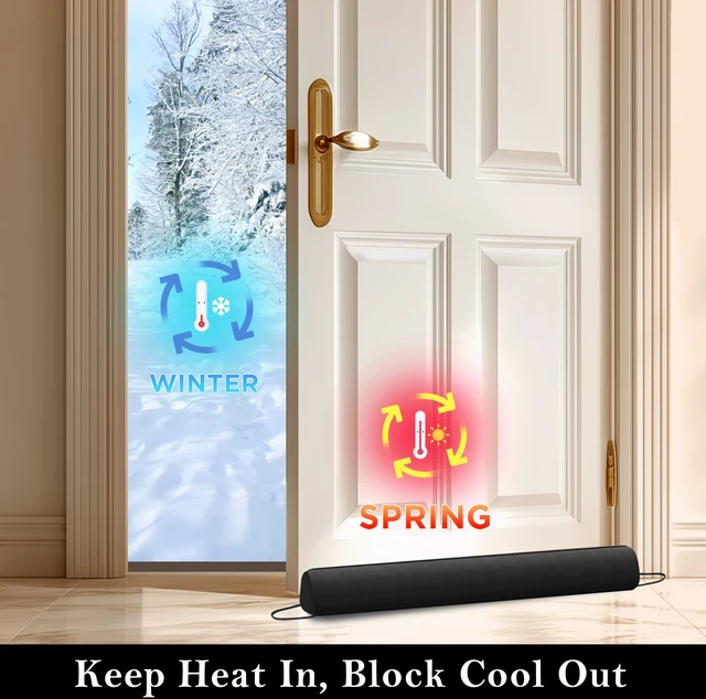 Alt view image 5 of 7 - Door Draft Stopper with Removable Washable Cover, 38", Black | Weighted Gap Filler, Blocks Hot and Cold Air, All-Season Seal, Easy Install, Noise & Wind Blocker, Home Essentials