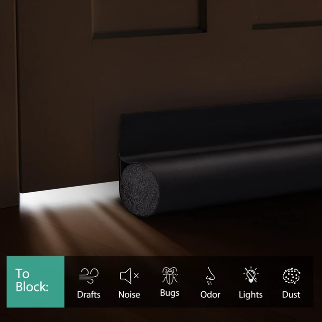 Alt view image 3 of 7 - Door Draft Stopper 36 Inch Black Adjustable Door Draft Blocker Front Door Draft Guard for Bottom of Doors Weather Stripping Door Seal Strip