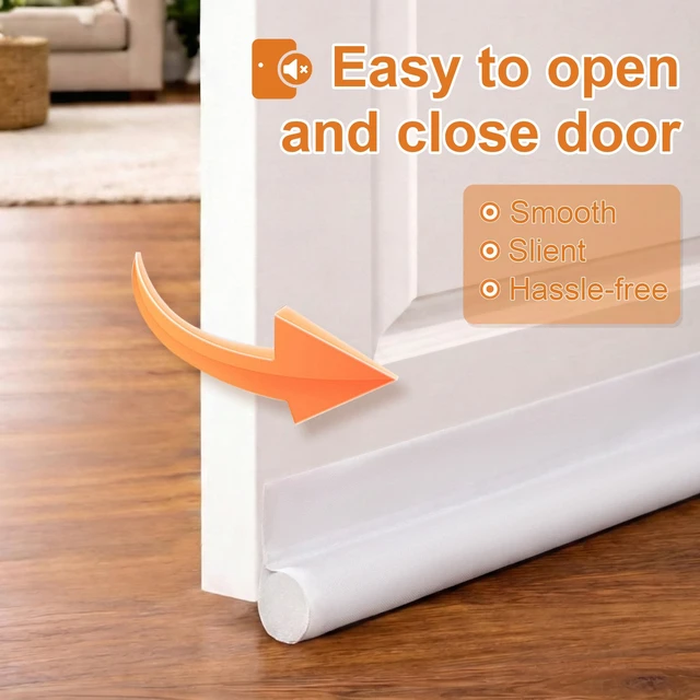 Alt view image 6 of 7 - Door Draft Stopper Weather Stripping Door Seal Under Door Sweep Block Cold Air Gaps Front Soundproof Draft Blocker for Bottom of Door Suitable for Interior/Exterior,White