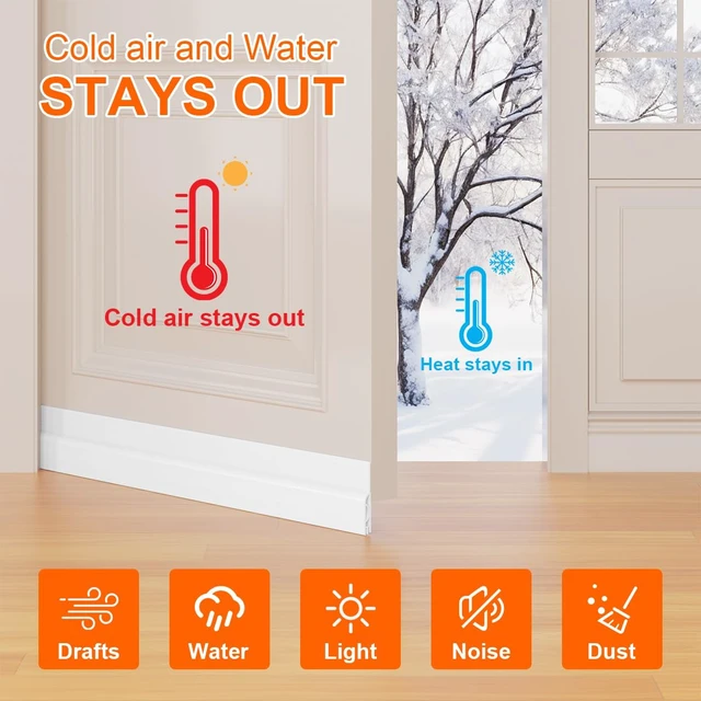 Alt view image 2 of 7 - Door Draft Stopper for Bottom of Door, Adjustable Weather Stripping Door Seal for Cold Insulation, Under Door Sweep for Exterior & Interior Doors, Door Bottom Seal Blocker Noise (39inch,White)