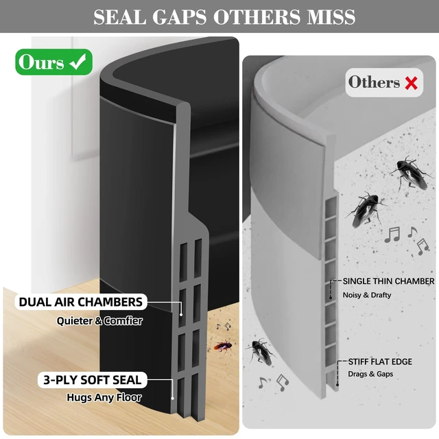 Alt view image 3 of 6 - Silicone Under Door Draft Stopper for Interior & Exterior Doors | Strong Adhesive, Adjustable, Soft Door Sweep for Door Bottom, Easy Removal without Residue, Surface-Safe, Fits Any Door Gap
