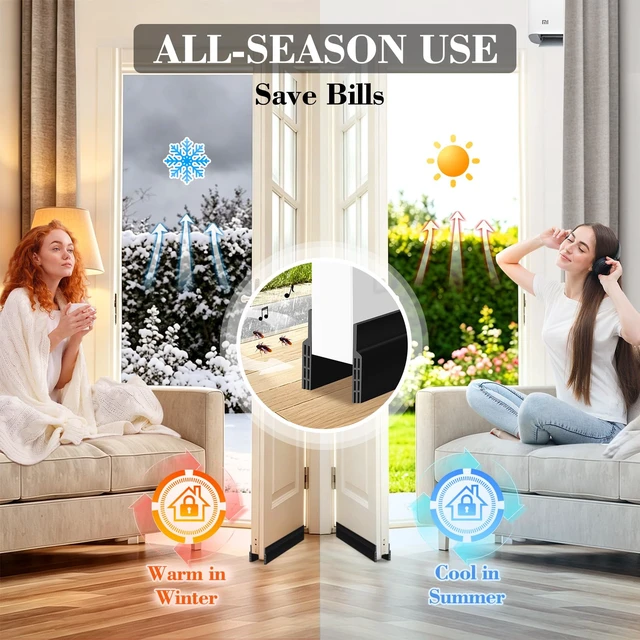 Alt view image 5 of 6 - Silicone Under Door Draft Stopper for Interior & Exterior Doors | Strong Adhesive, Adjustable, Soft Door Sweep for Door Bottom, Easy Removal without Residue, Surface-Safe, Fits Any Door Gap