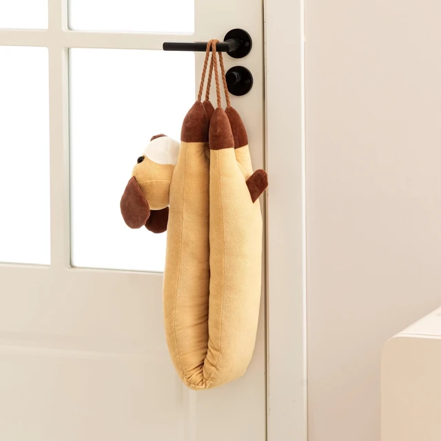 Alt view image 3 of 7 - Door Draft Stopper Blocks Hot and Cold Air, 38", Yellow Dog | Blocks Wind and Noise, Weighted Sand and Cotton Filling, Convenient Hanging Loop for Storage, Adorable Animal Design