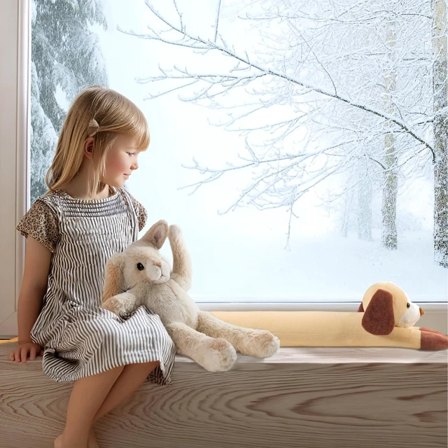 Alt view image 6 of 7 - Door Draft Stopper Blocks Hot and Cold Air, 38", Yellow Dog | Blocks Wind and Noise, Weighted Sand and Cotton Filling, Convenient Hanging Loop for Storage, Adorable Animal Design