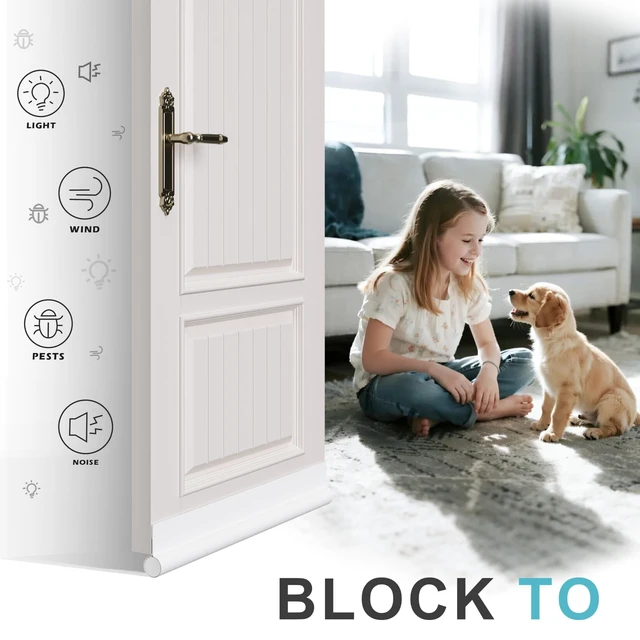 Alt view image 3 of 7 - One Side Door Draft Stopper,36.6" Adjustable Door Stoppers for Bottom of Door,Install Quick Door Seal Strips Sweeps Sound Proofing,Blocks Cold Air & Noise|Fit for Exterior/Interior Doors,Black