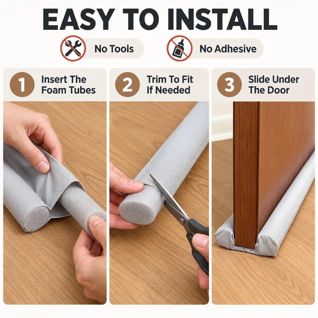 Alt view image 5 of 6 - Door Draft Stopper, Under Door Seal Strip & Draft Blocker, Cut to Fit 36 in