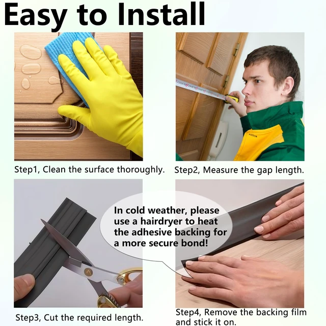 Alt view image 3 of 6 - Under Door Draft Stopper - 39 Inch Adhesive Door Sweep for Interior/Exterior, Door Blocker (Charcoal, 39.3 Inches)