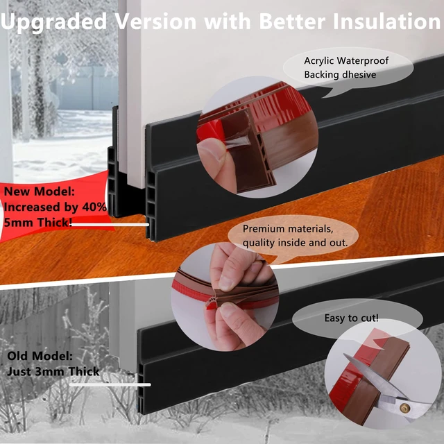 Alt view image 4 of 6 - Under Door Draft Stopper - 39 Inch Adhesive Door Sweep for Interior/Exterior, Door Blocker (Charcoal, 39.3 Inches)