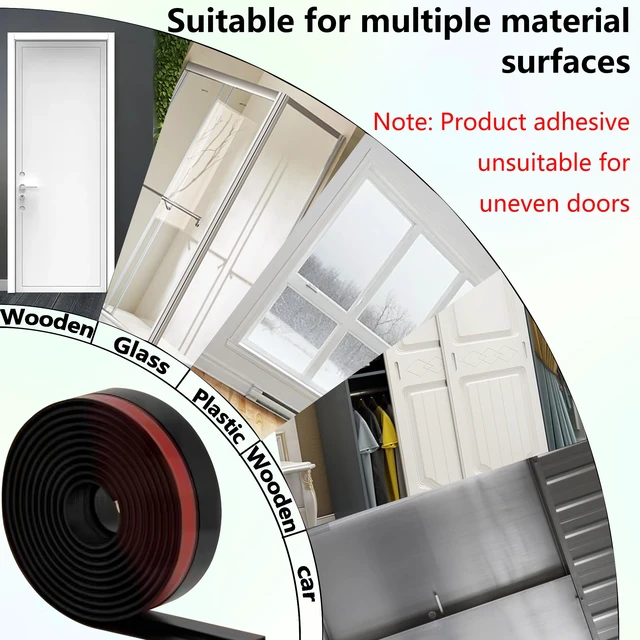 Alt view image 6 of 6 - Under Door Draft Stopper - 39 Inch Adhesive Door Sweep for Interior/Exterior, Door Blocker (Charcoal, 39.3 Inches)