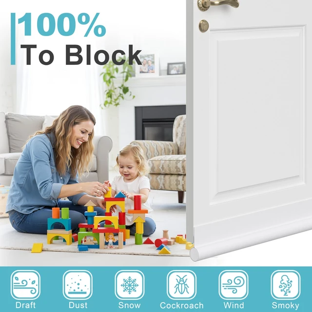 Alt view image 5 of 7 - Door Draft Stopper Bottom One Sided Door Draft Blockers37" Cutable Under Door Draft Blocker Insulator Door Sweep Weather Stripping SoundproofFits for InteriorExterior Doors1 Pack,White