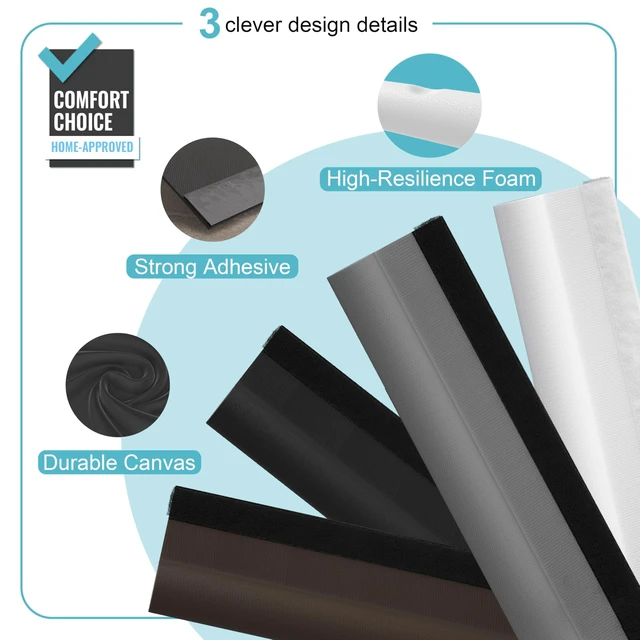 Alt view image 4 of 7 - Door Draft Stopper Bottom One Sided Door Draft Blockers37" Cutable Under Door Draft Blocker Insulator Door Sweep Weather Stripping SoundproofFits for InteriorExterior Doors1 Pack,White