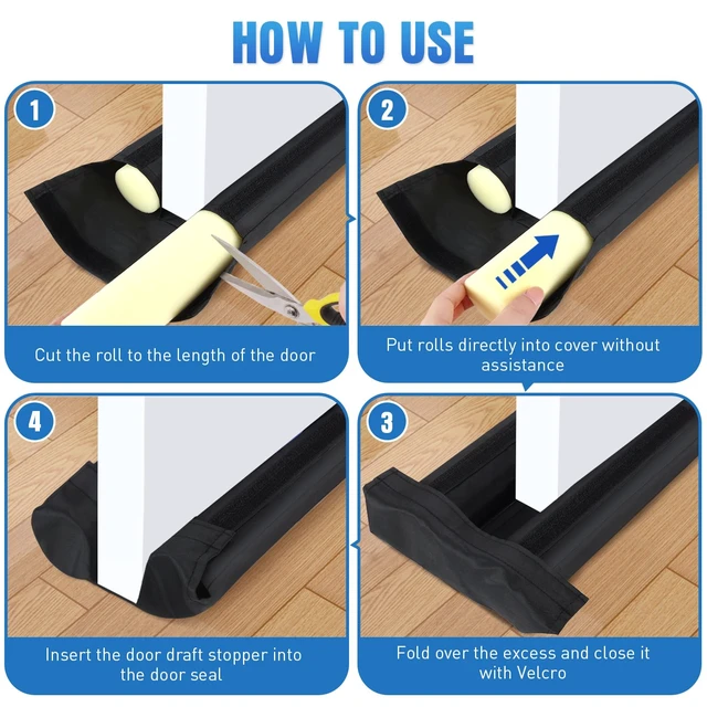 Alt view image 7 of 7 - 36 in Under Door Draft Stopper, Covers Gaps up to 2.36 in,Black | Adjustable Door Sweep Gap Filler Seal Fits Most Doors, Easy Install, Blocks Drafts, Light, Dust, Insects and Reduces Noise