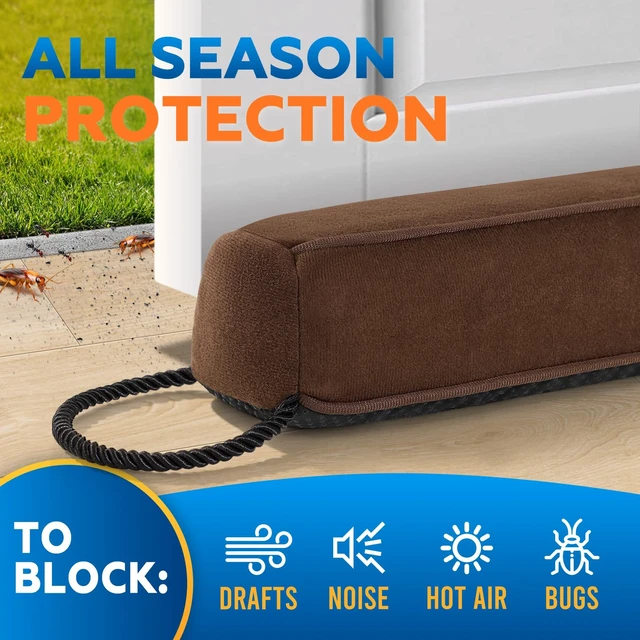 Alt view image 2 of 7 - 38 Weighted Under Door Draft Stopper, 2.2lb Door Wind Blocker | Fits 3 Large Gap, Block Air Draft from Bottom Door, Fits Front Door, Bedroom Door, Interior Door, Easy to Install, Brown