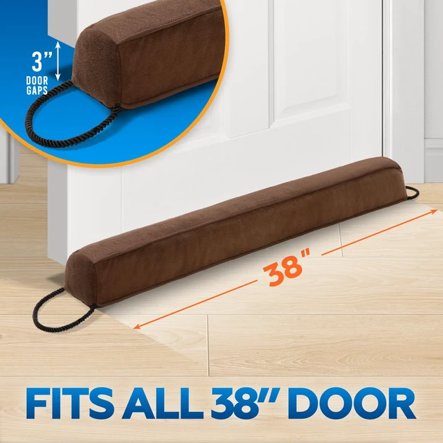 Alt view image 7 of 7 - 38 Weighted Under Door Draft Stopper, 2.2lb Door Wind Blocker | Fits 3 Large Gap, Block Air Draft from Bottom Door, Fits Front Door, Bedroom Door, Interior Door, Easy to Install, Brown