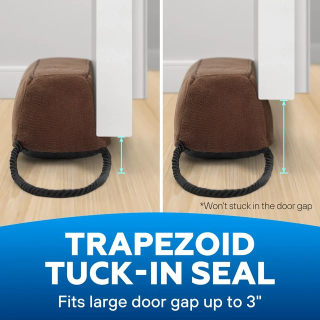 Alt view image 6 of 7 - 38 Weighted Under Door Draft Stopper, 2.2lb Door Wind Blocker | Fits 3 Large Gap, Block Air Draft from Bottom Door, Fits Front Door, Bedroom Door, Interior Door, Easy to Install, Brown