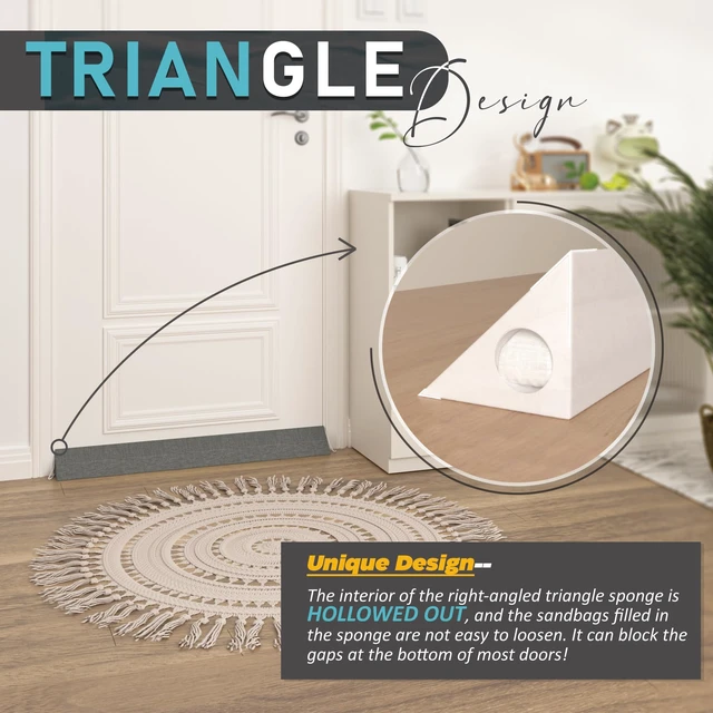 Alt view image 6 of 7 - Triangle Door Draft Stopper35.4" New Weighted Under Door Draft Blocker Bottom Door Seal Noise&AirInterior Sound Proof Door Snake Draft Insulation Stopper | Cool in Summer&Warm in WinterBrown