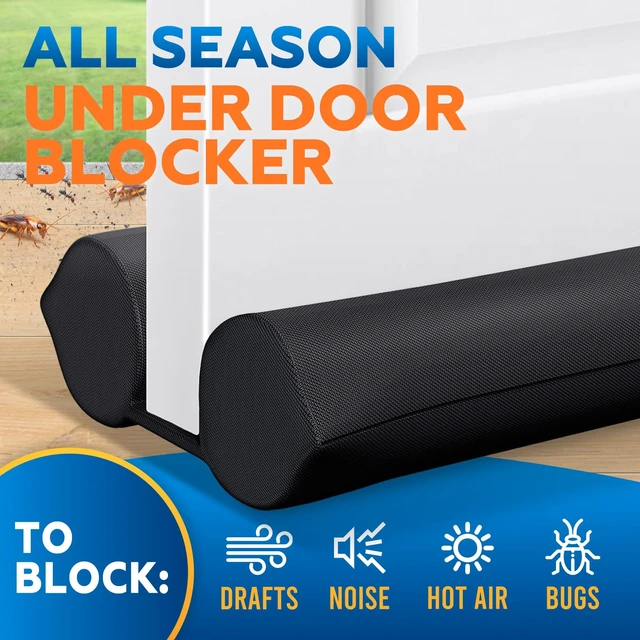 Alt view image 2 of 7 - Under Door Draft Stopper - Bottom Door Gap Filler & Seal - Fits 30 to 36 Door, Double Side Block Noise, Sound, Air, Bugs, Dust, Easy to Install, No Adhesive, Black